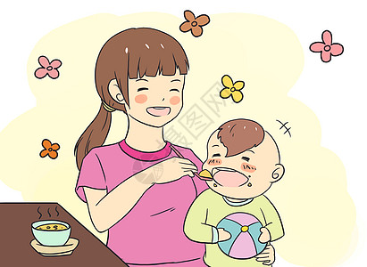呵护婴幼儿婴儿进食插画