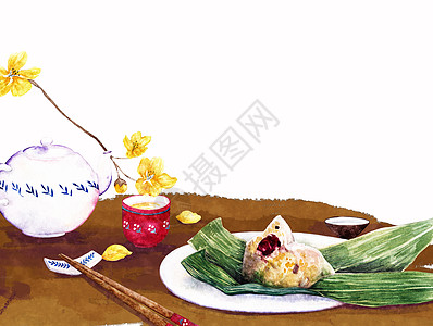 端午节传统习俗粽子插画图片