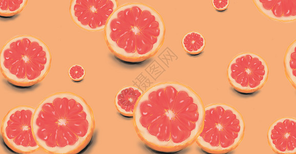 美味红色血橙背景插画图片