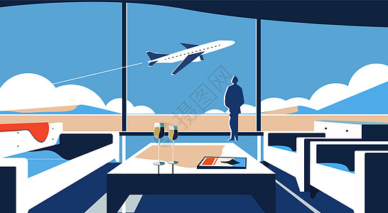 机场商务插画背景图片