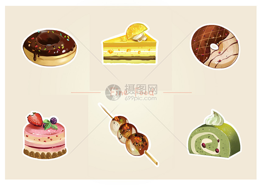 甜点蛋糕美食插画图片
