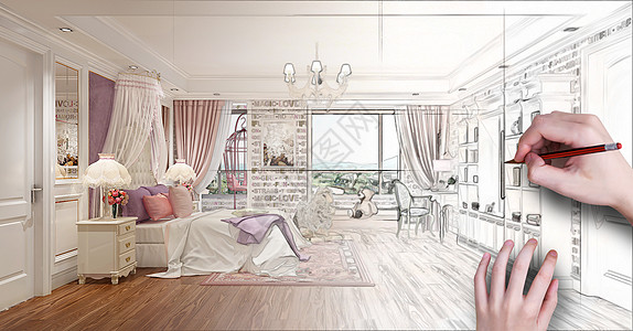 室内效果图设计睡房高清图片