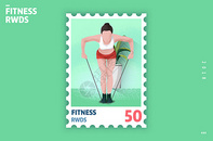 运动创意邮票插画图片