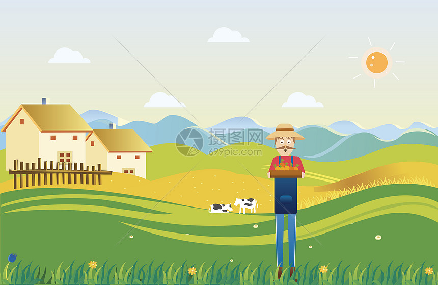 农田里劳动的农夫图片