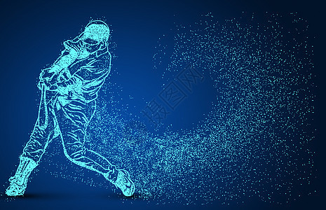创意棒球运动员粒子剪影背景图片