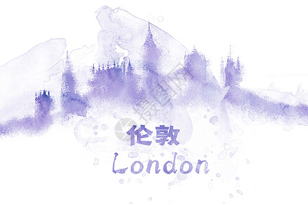 伦敦背景伦敦水彩插画城市插画