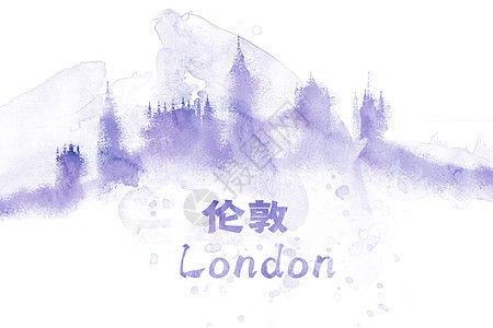 伦敦水彩插画城市图片