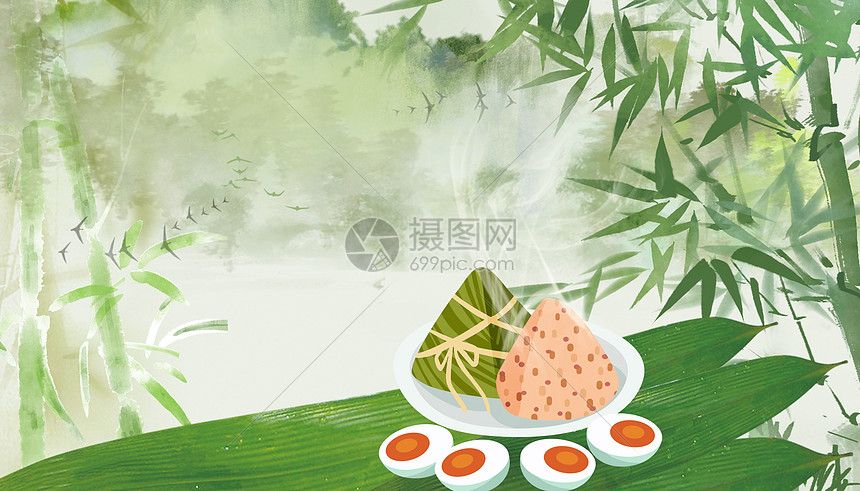 飘香粽子端午节背景图片