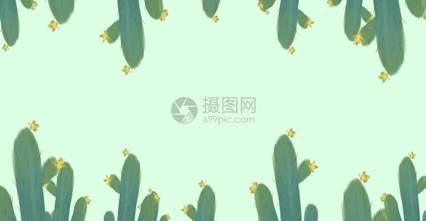 清新绿植仙人掌插画图片