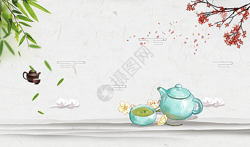 蒲苇中国茶背景设计图片