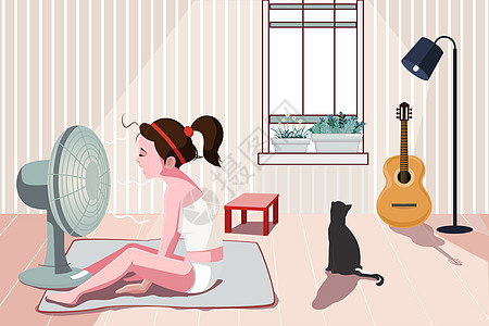 小暑猫与吉他素材高清图片