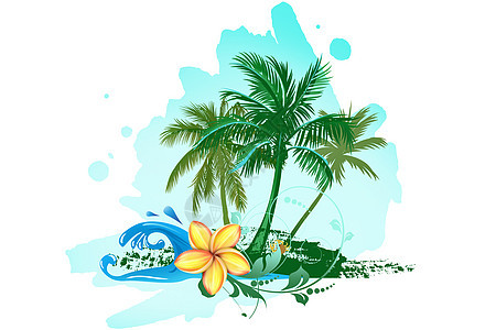 热带风景插画图片