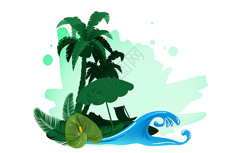 热带风景插画图片