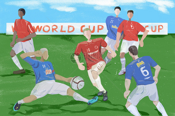 世界杯踢足球插画