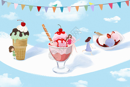 冰淇淋女孩女孩和甜品高清图片