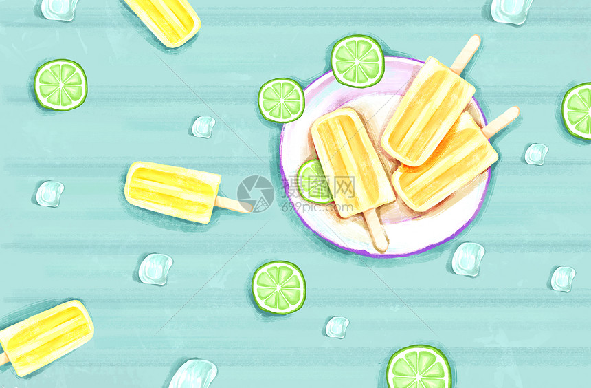 夏季清新柠檬背景图片