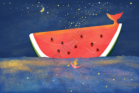 夏至划船去吃西瓜背景图片