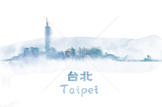 台北手绘水彩插画图片