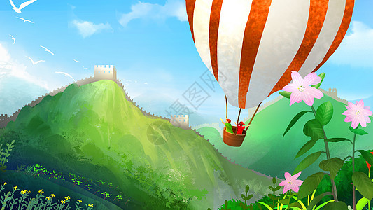 快乐的热气球之旅背景图片