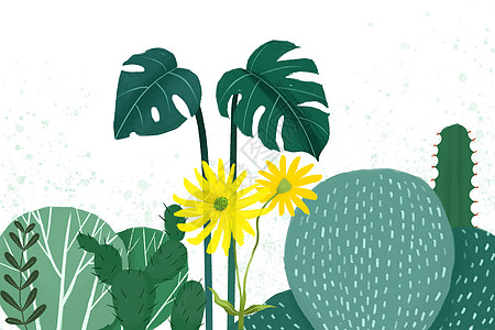 小清新绿色植物花卉背景素材图片
