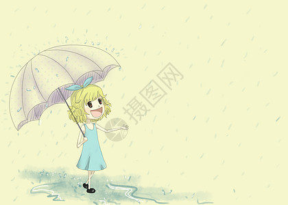 下雨天撑伞的小女孩图片
