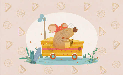 十二生肖旅行插画之子鼠背景图片