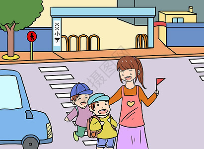 遵守交通规则漫画背景图片