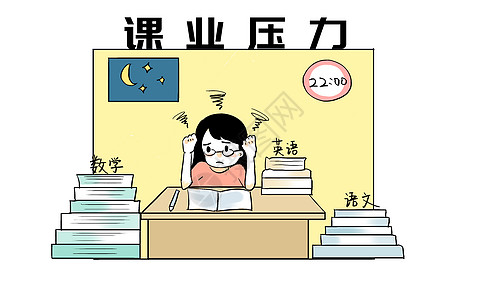 课业压力漫画背景图片