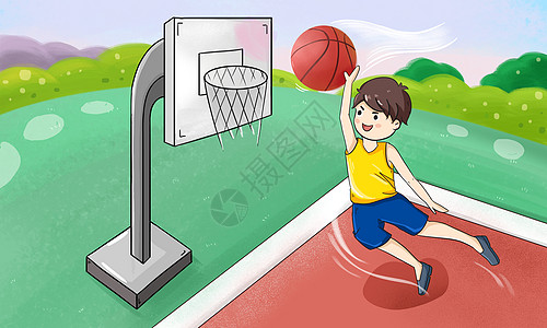 户外运动模特篮球插画