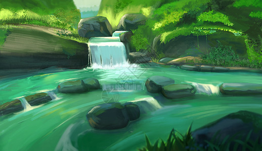 津巴布韦的维多利亚瀑布夏天山谷溪流插画
