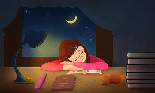 深夜学习学习睡觉高清图片