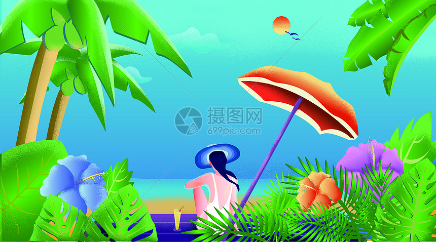 夏季海边度假图片