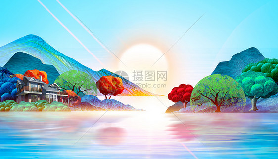 唯美风景插画图片