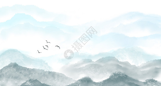 中国风山素材背景插画