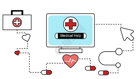 互联网医药医疗诊疗矢量插画插画