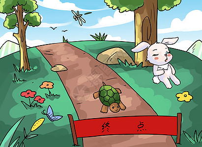 儿童读物龟兔赛跑高清图片