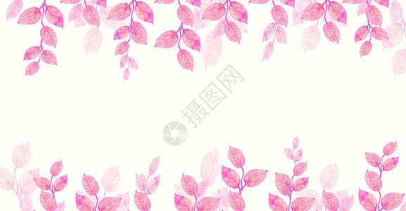 粉红色水彩叶子插画图片