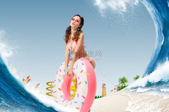 夏季清凉沙滩美女图片
