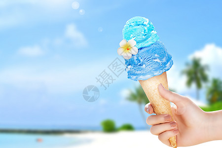 夏日冰淇淋蓝色冰淇淋海报高清图片