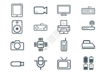 苹果手机平板电子科技图标插画