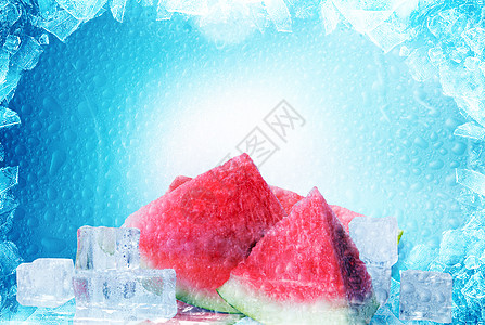 夏日冰爽水果西瓜背景图片