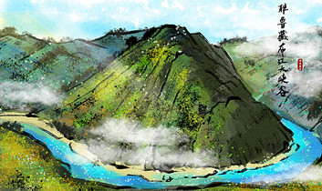 雅鲁藏布江大峡谷水墨画图片