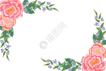 水彩花卉边框背景背景图片