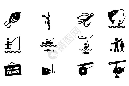 垂钓图标收获钓鱼船高清图片