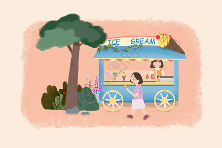 夏天冰淇淋小卖部背景图片