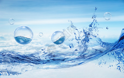 蓝色气泡创意水面场景设计图片