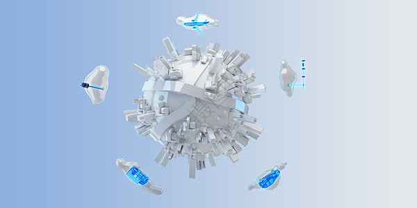 全球信息化云下城市高清图片