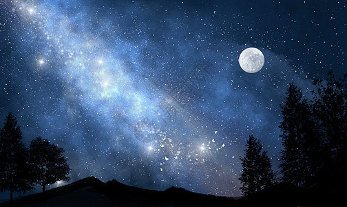 星空月亮唯美背景背景图片
