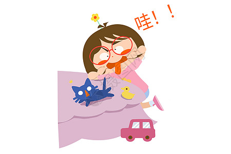 木木酱卡通形象做鬼脸配图图片素材