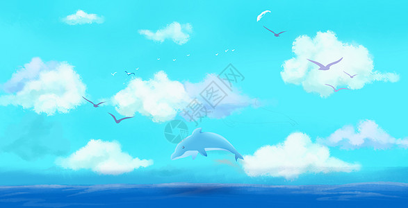 云海海豚跳跃鲸鱼高清图片